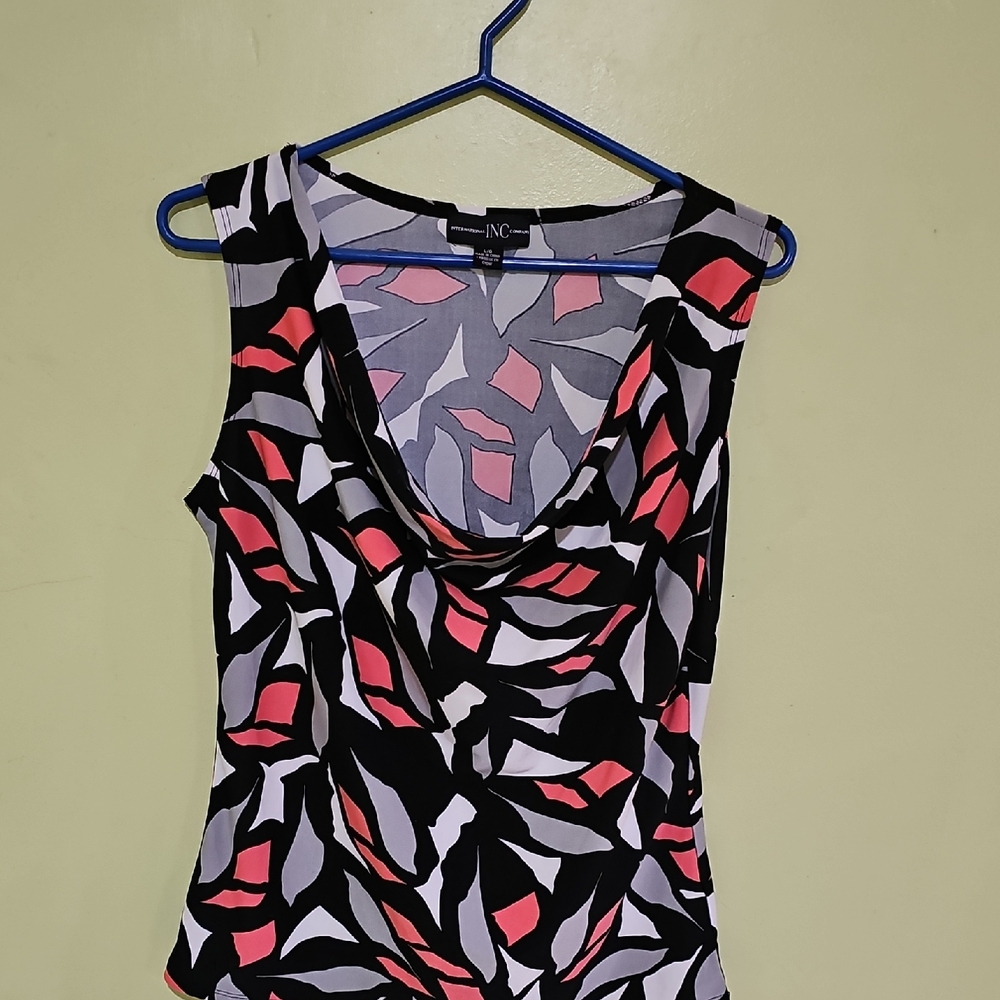 Women's Abstract Print Top - Black, Pink, White
